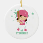 Aangepaste softbalspeler en sterrenversiering keramisch ornament (Achterkant)