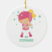 Aangepaste softbalspeler en sterrenversiering keramisch ornament (Achterkant)