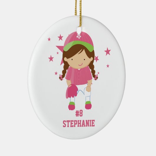 Aangepaste softbalspeler en sterrenversiering keramisch ornament (Rechts)