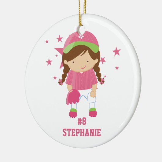 Aangepaste softbalspeler en sterrenversiering keramisch ornament (Links)