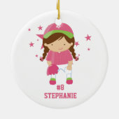 Aangepaste softbalspeler en sterrenversiering keramisch ornament (Achterkant)