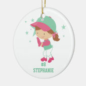 Aangepaste softbalspeler en sterrenversiering keramisch ornament (Links)