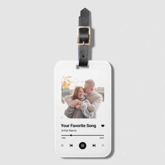 Aangepaste Song Favorite Song One Photo Coffee Mok Bagagelabel (Voorkant (verticaal))