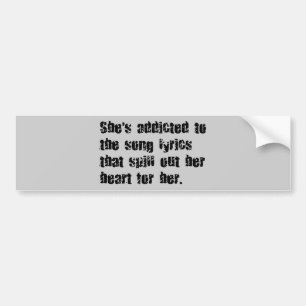 AANGEPASTE SONG LYRICS HEART SPILL SAD EMO OPMERKI BUMPERSTICKER