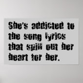 AANGEPASTE SONG LYRICS HEART SPILL SAD EMO OPMERKI POSTER (Voorkant)