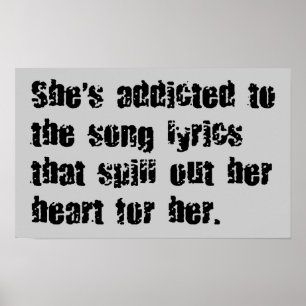 AANGEPASTE SONG LYRICS HEART SPILL SAD EMO OPMERKI POSTER