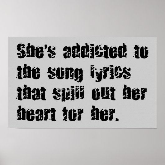 AANGEPASTE SONG LYRICS HEART SPILL SAD EMO OPMERKI POSTER (Voorkant)