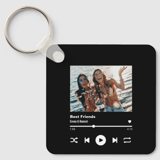 Aangepaste song QR Code Besties Vriendschapsfoto Sleutelhanger (Voorkant)