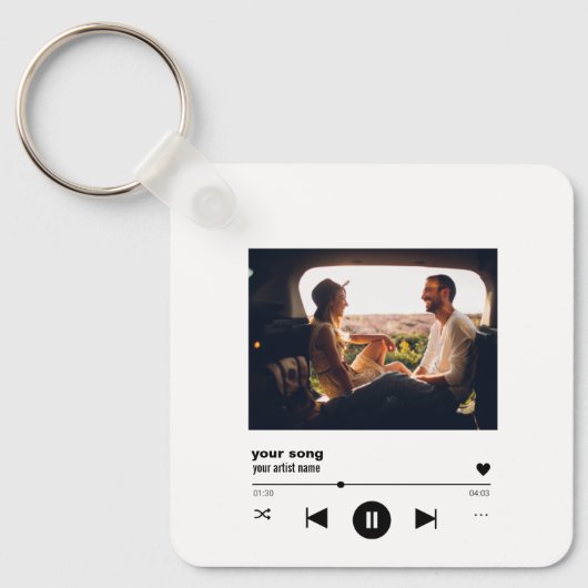 Aangepaste Song QR-code met Afbeelding op maat Sleutelhanger (Voorkant)