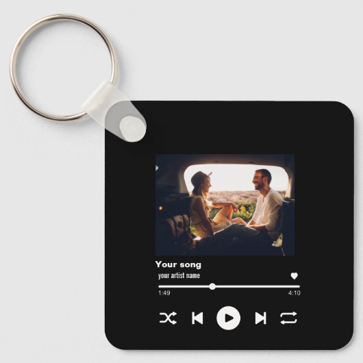 Aangepaste Song QR-code met persoonlijke sleutel v Sleutelhanger (Voorkant)