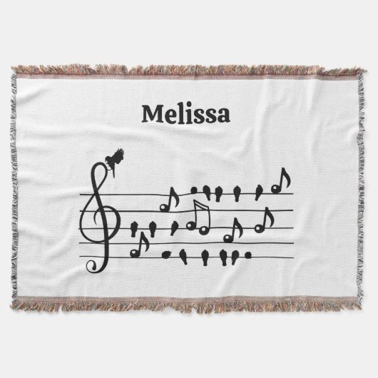 Aangepaste Songbird Treble Clef Kunst Deken (Voorkant)