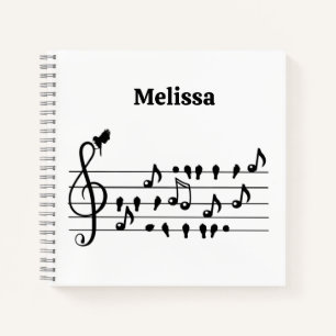 Aangepaste Songbird Treble Clef Kunst Notitieboek
