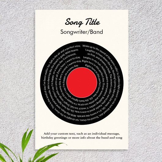 Aangepaste songteksten Retro Vinyl Record Poster