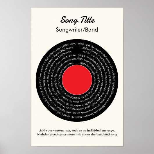 Aangepaste songteksten Retro Vinyl Record Poster (Voorkant)