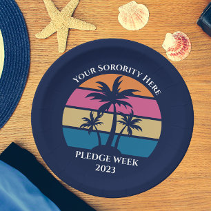 Aangepaste Sorority Plezier Week Beach Party Blauw Papieren Bordje