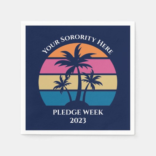 Aangepaste Sorority Plezier Week Beach Party Blauw Servet (Voorkant)