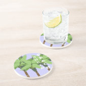 Aangepaste SOUTH BEACH Miami Palm Tree on Lavender Zandsteen Onderzetter (Zijkant)