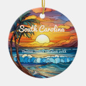 Aangepaste South Carolina Trip Faux Glas in lood Keramisch Ornament (Voorkant)