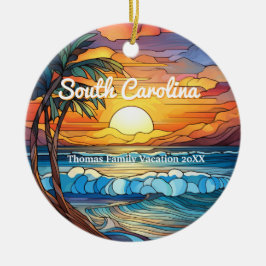 Aangepaste South Carolina Trip Faux Glas in lood Keramisch Ornament