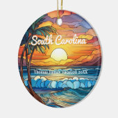Aangepaste South Carolina Trip Faux Glas in lood Keramisch Ornament (Links)
