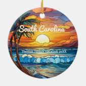 Aangepaste South Carolina Trip Faux Glas in lood Keramisch Ornament (Achterkant)