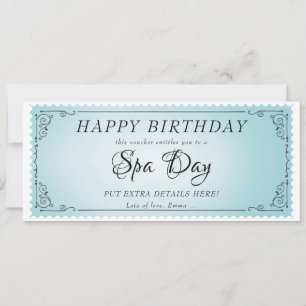 Aangepaste Spa Day Massage Blue Voucher Certificaa Kaart