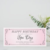 Aangepaste Spa Day Massage Roze Voucher Certificaa Kaart (Staand voorkant)