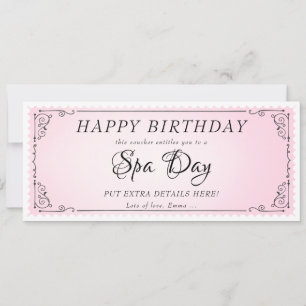 Aangepaste Spa Day Massage Roze Voucher Certificaa Kaart