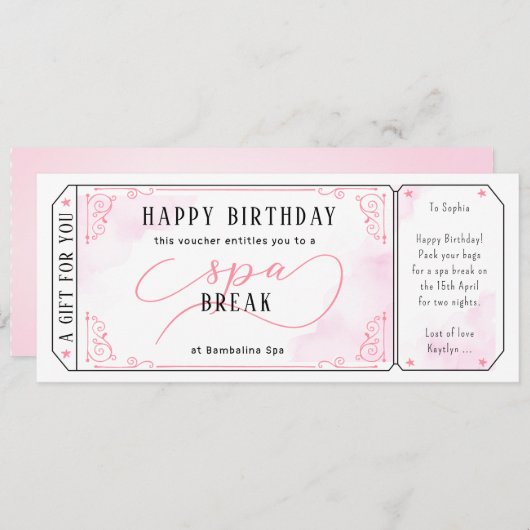 Aangepaste Spa Day Massage Roze Voucher Certificaa Kaart (Voorkant / Achterkant)