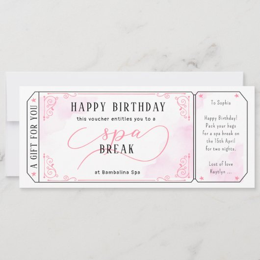 Aangepaste Spa Day Massage Roze Voucher Certificaa Kaart (Voorkant)