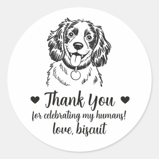 Aangepaste Spaanse Hond Trouw Favor Stickers (Voorkant)