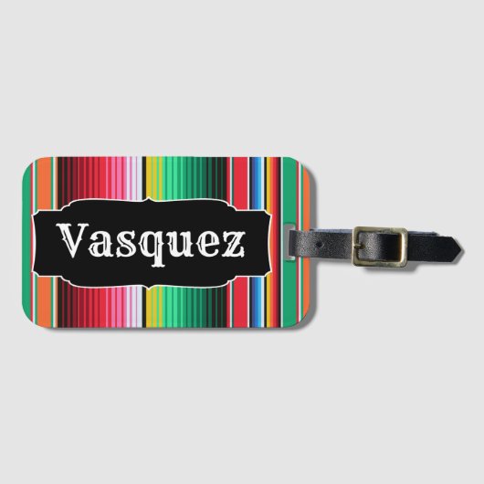 Aangepaste Spaanse Serape Mexican Blanket op maat Bagagelabel (Voorkant (horizontaal))