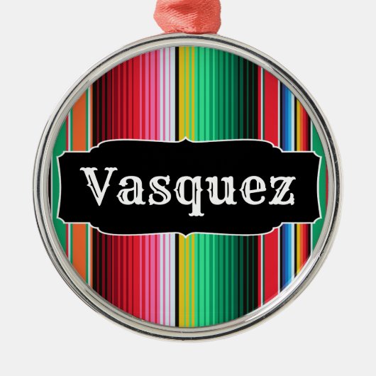 Aangepaste Spaanse Serape Mexican Blanket op maat Metalen Ornament (Voorkant)
