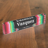 Aangepaste Spaanse Serape Mexican Blanket op maat Naambordje (Zijkant)