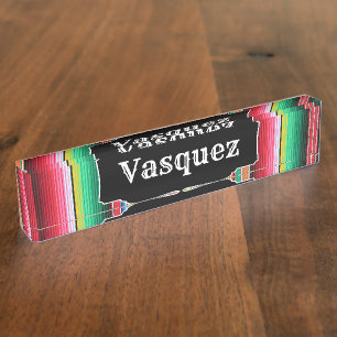 Aangepaste Spaanse Serape Mexican Blanket op maat Naambordje