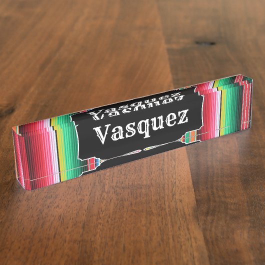 Aangepaste Spaanse Serape Mexican Blanket op maat Naambordje (Zijkant)