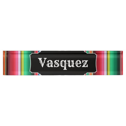Aangepaste Spaanse Serape Mexican Blanket op maat Naambordje (Voorkant)