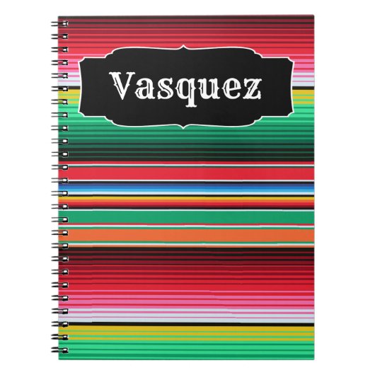 Aangepaste Spaanse Serape Mexican Blanket op maat Notitieboek (Voorkant)