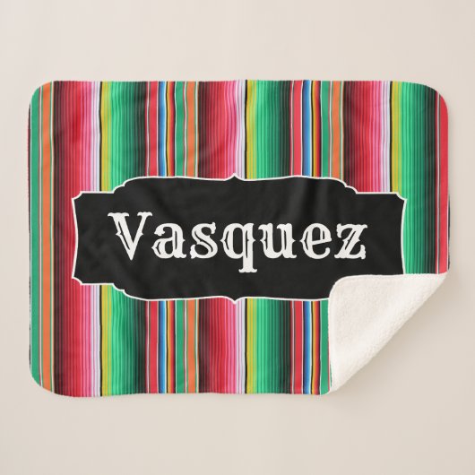 Aangepaste Spaanse Serape Mexican Blanket op maat Sherpa Deken (Voorkant (horizontaal))