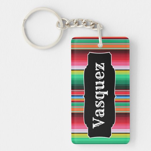 Aangepaste Spaanse Serape Mexican Blanket op maat Sleutelhanger (Voorkant)
