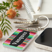 Aangepaste Spaanse Serape Mexican Blanket op maat Sleutelhanger (Voorkant Rechts)