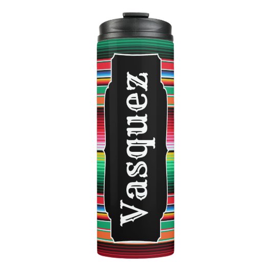 Aangepaste Spaanse Serape Mexican Blanket op maat Thermosbeker (Voorkant)