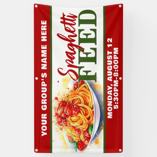 Aangepaste Spaghetti Feed Fondsenwerving Spandoek (Verticaal)