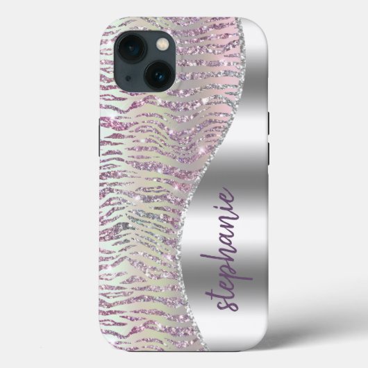 Aangepaste Sparkly Pink Diamond Tiger Stripes Case-Mate iPhone Case (Achterkant)