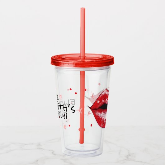 Aangepaste Sparkly Red Lips Acryltumbler Acryl Drinkbeker (Rechts)