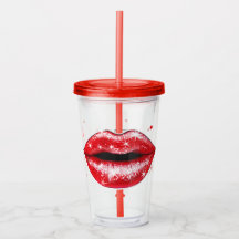 Aangepaste Sparkly Red Lips Acryltumbler