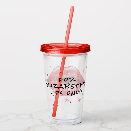 Aangepaste Sparkly Red Lips Acryltumbler Acryl Drinkbeker (Achterkant)