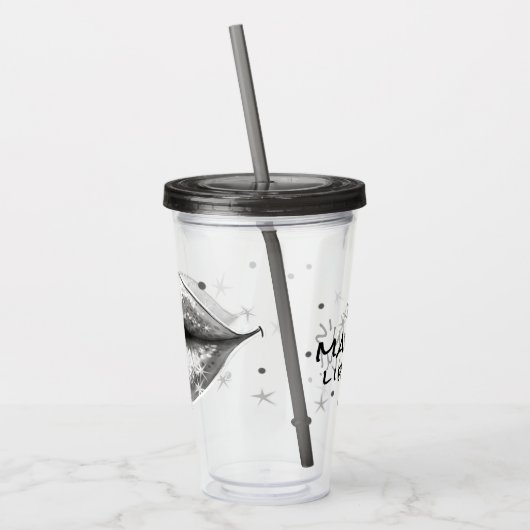 Aangepaste Sparkly Silver Love Lips Acryltumb Acryl Drinkbeker (Links)