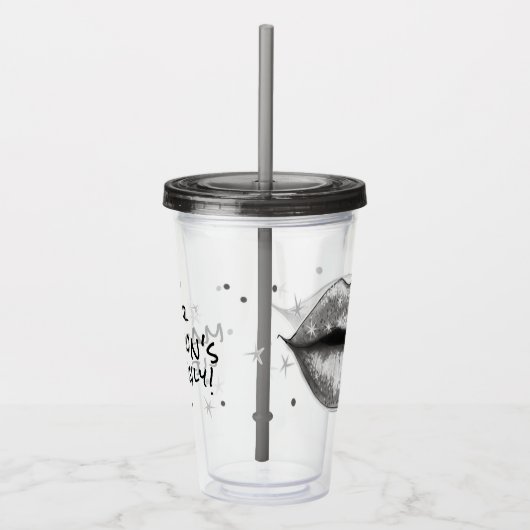 Aangepaste Sparkly Silver Love Lips Acryltumb Acryl Drinkbeker (Rechts)