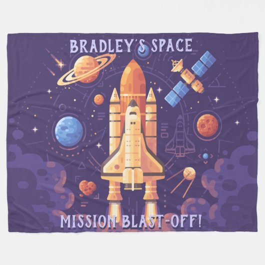 Aangepaste spatie-afstand fleece deken (Voorkant (Horizontaal))